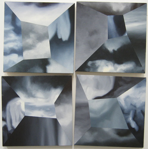 Epilogues #40, #41, #42, and #43, oil on canvas, 16 x 16 inches each, 2012