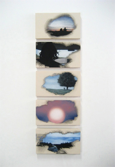 Epilogue Stack (G), oil on canvas, 16 x 9 inches each, 2011