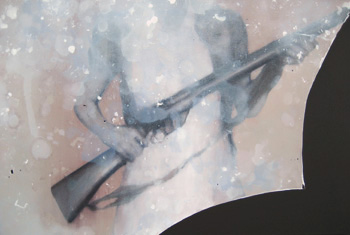 Woman With Gun, oil on canvas, 24 x 36 inches, 2006