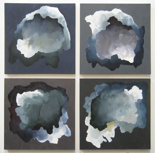 Appendices A, B, C, and D, oil on canvas, 22.5 x 22.5 inches each, 2014